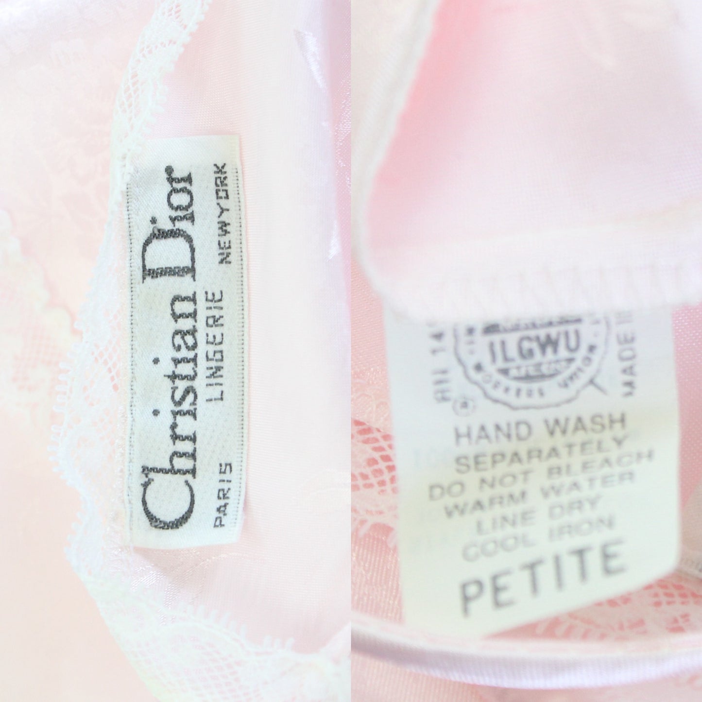 Vtg Christian Dior Pink Floral Lace Mini Slip Sleep Dress & Robe Set Size P , XS