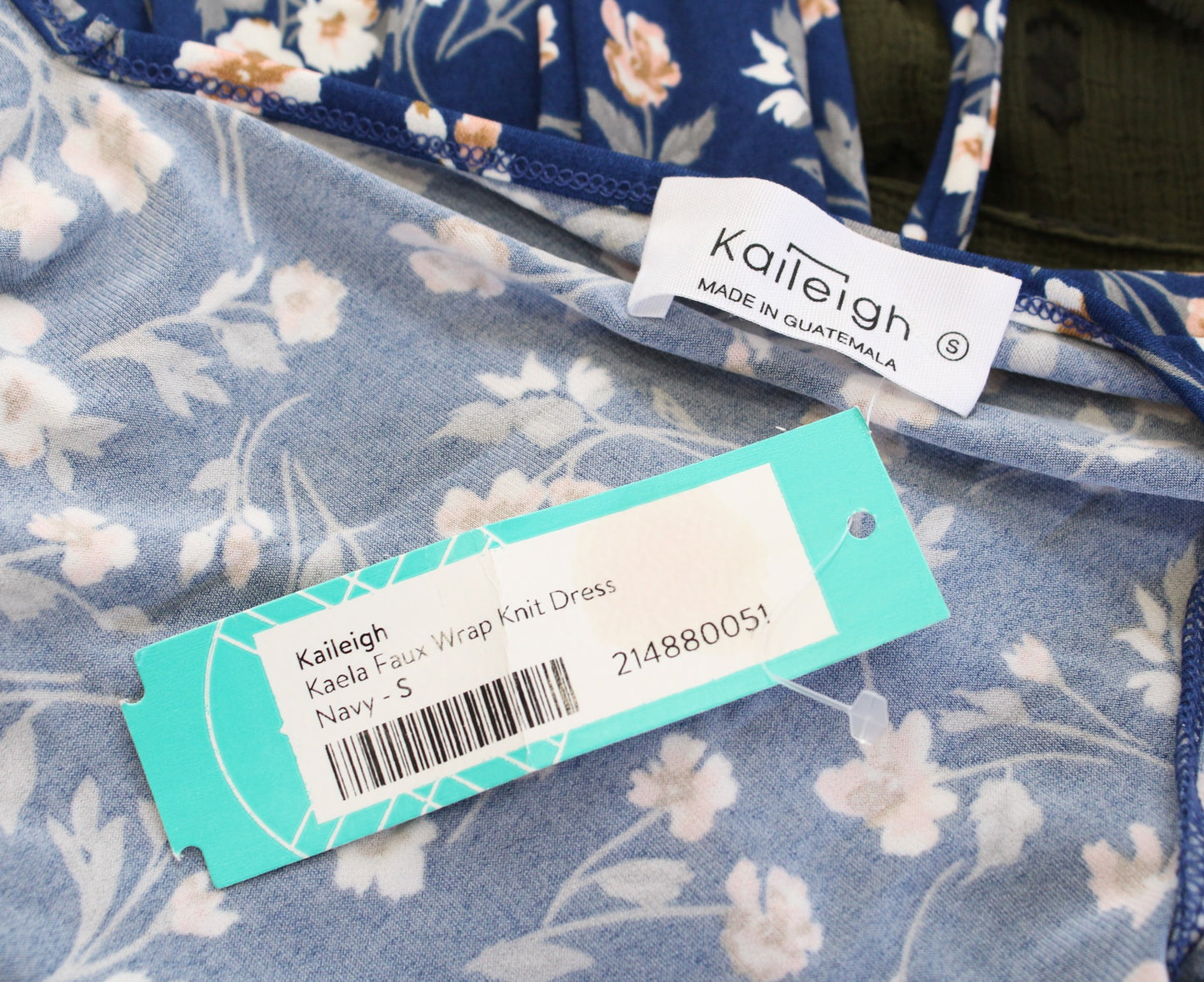 NWT Kaileigh Stitch Fix Blue Floral Jersey Knit Faux Wrap Dress Size S V Neck