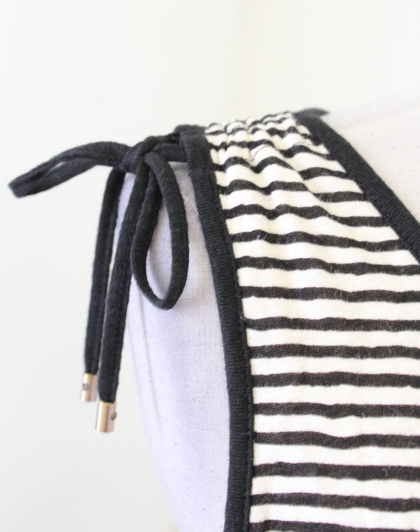 NWT Lauren Ralph Lauren Black Cream Striped Linen Knit Maxi Dress Tie Sleeve S