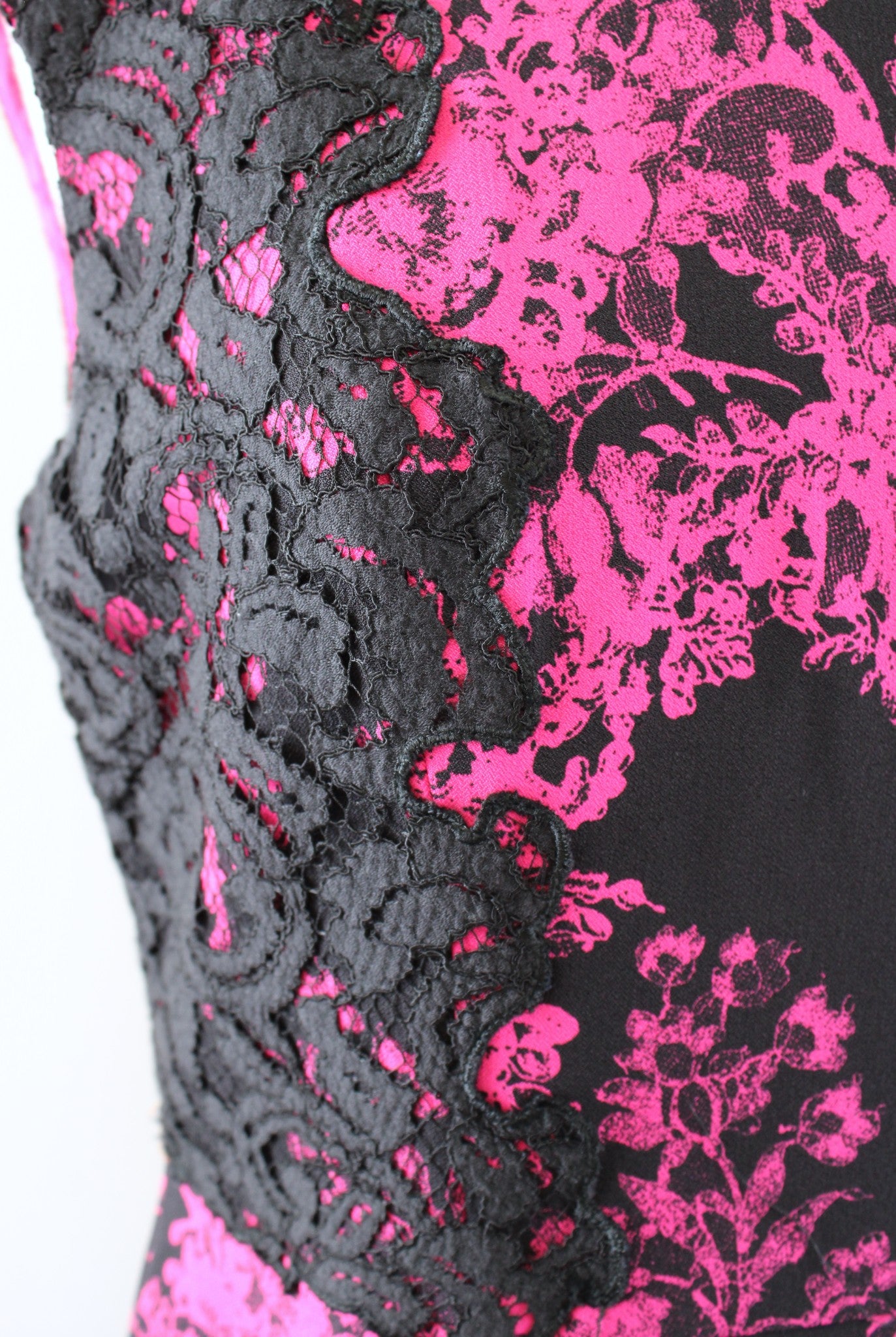 Adrianna Papell Black Pink Floral Lace Trim Sheath Dress Size 4 Cocktail Party