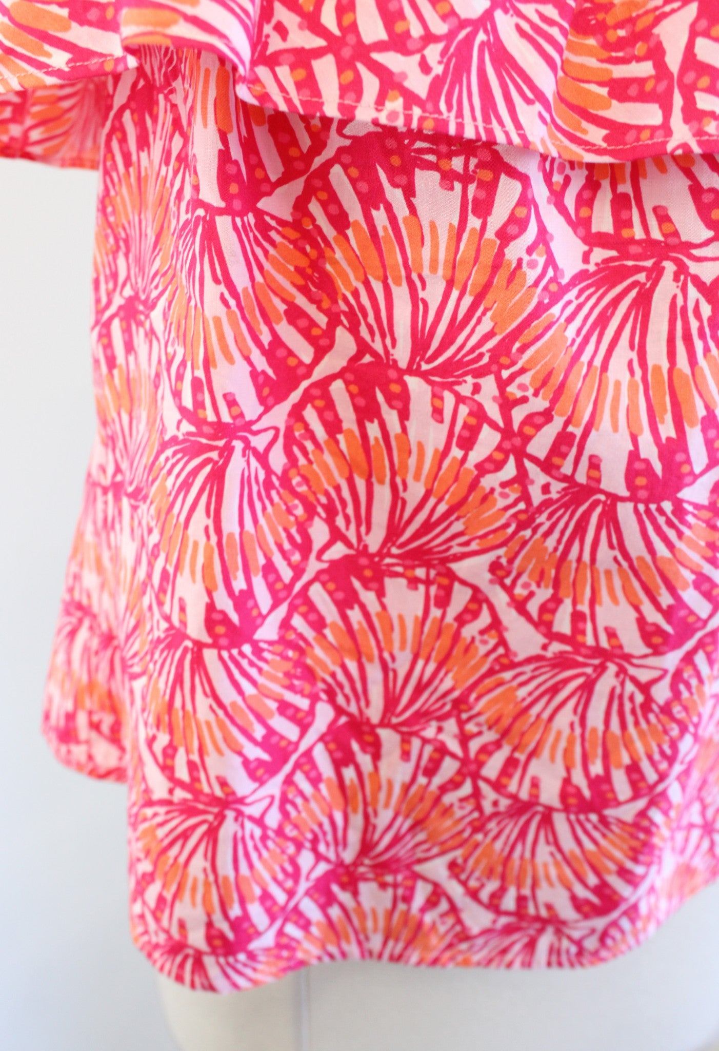 Vineyard Vines Pink Orange Seashell Print Off the Shoulder Top Blouse Size XS