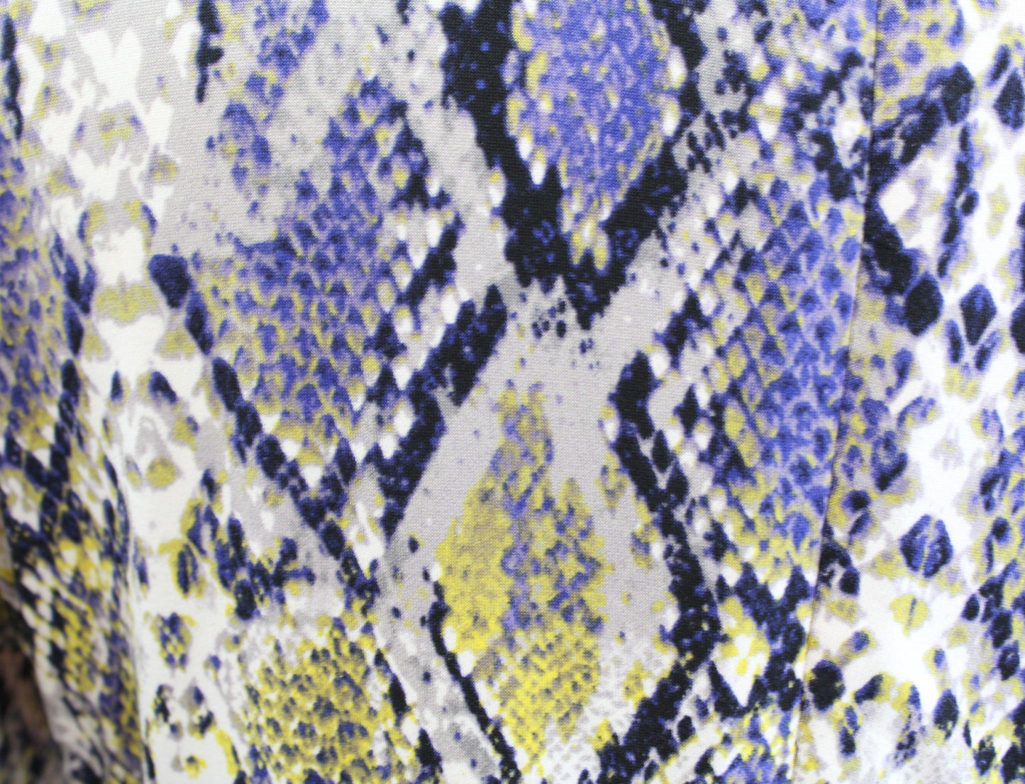 Calvin Klein Yellow Purple Blue Snakeskin Print Ruched Faux Wrap Sheath Dress 8