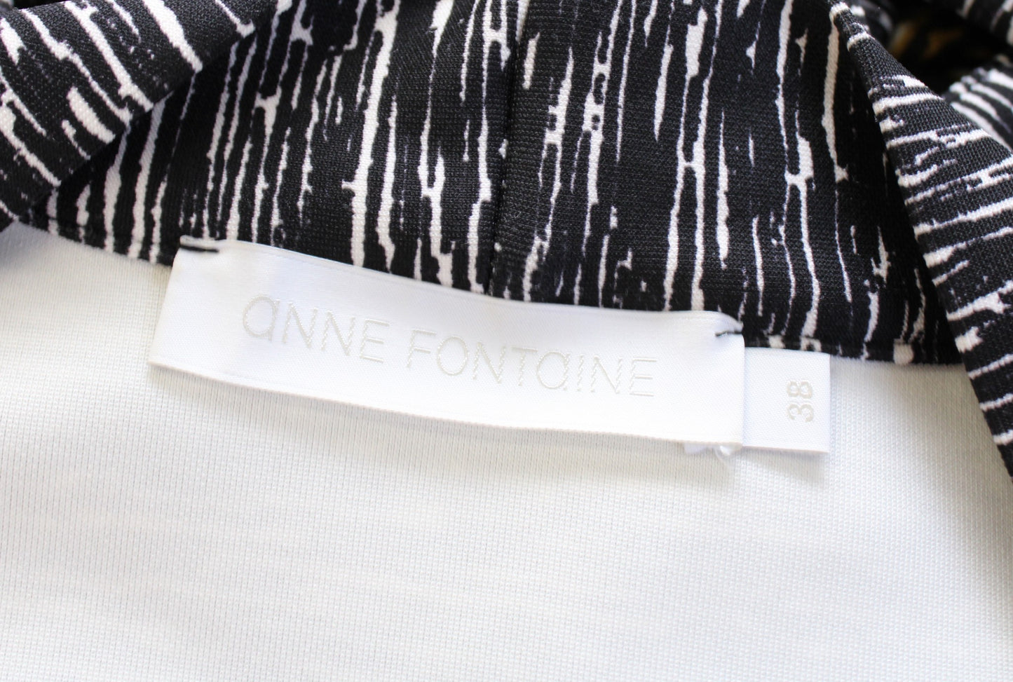 Anne Fontaine Senna Black White Static Print 3/4 Sleeve Tie Wrap Dress Size 38