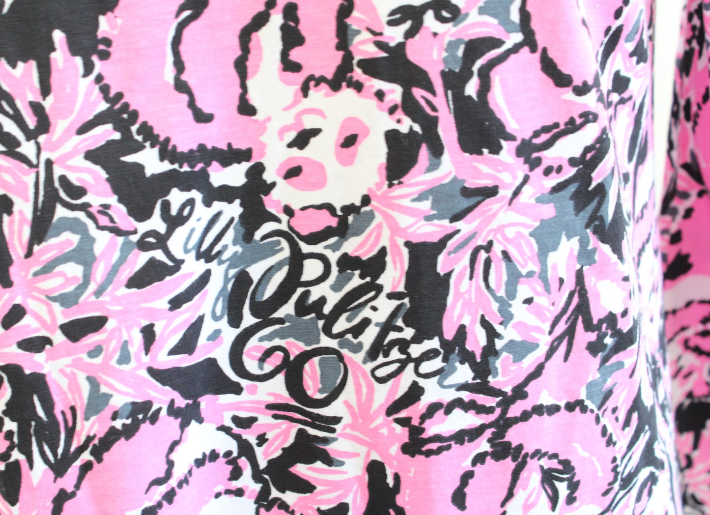 Lilly Pulitzer Pink Panda Print Bay Dress Size M Hangin With My Boo Shift Black