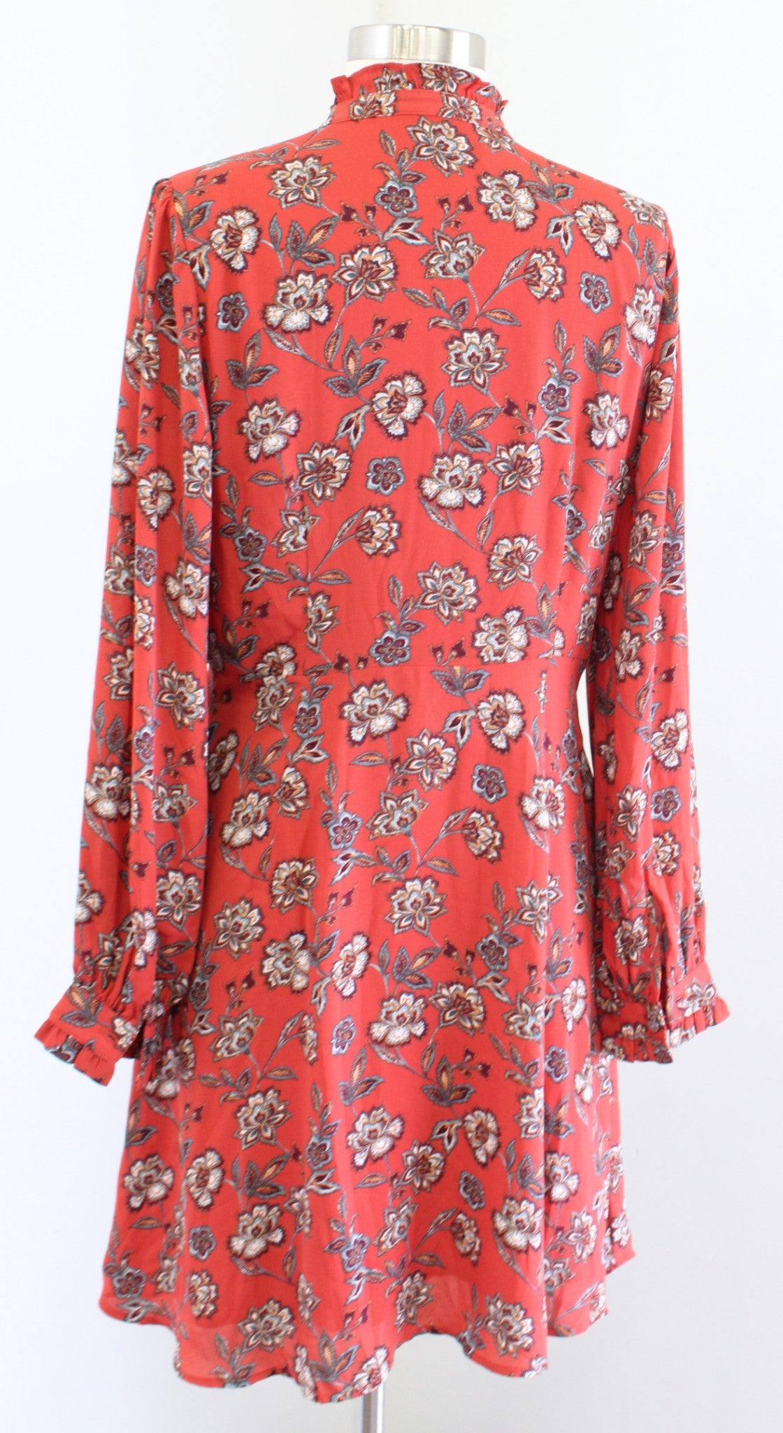 Ann Taylor Loft Burnt Orange Paisley Floral Button Front A Line Shirt Dress Sz 4