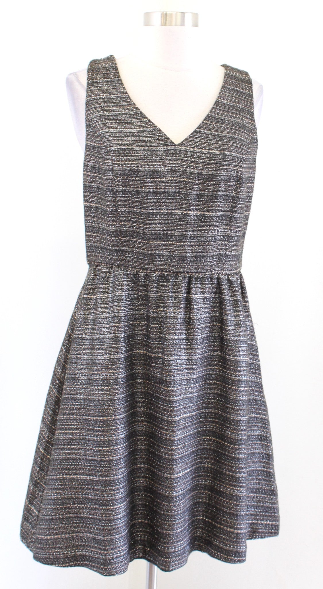 Moulinette Soeurs Anthropologie Glissade Fit and Flare Tweed Dress Sz 8 Shimmer