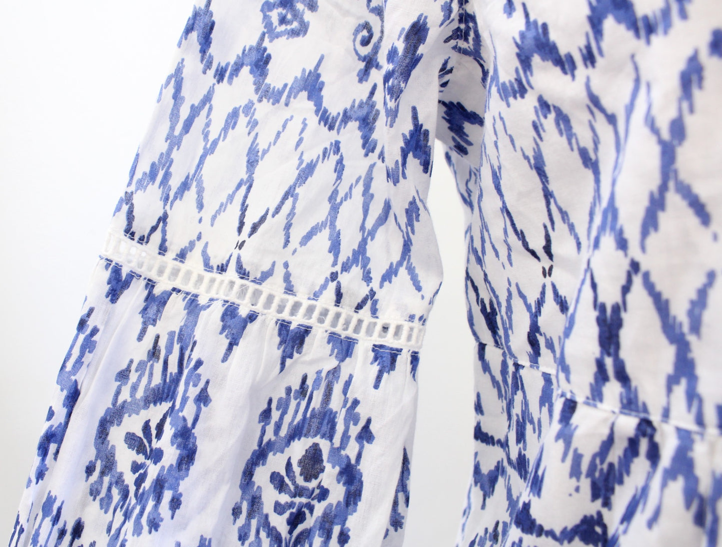 Tommy Bahama Ikat Tropics Printed Tassel Tunic Dress Coverup Beach XXS 2XS Blue