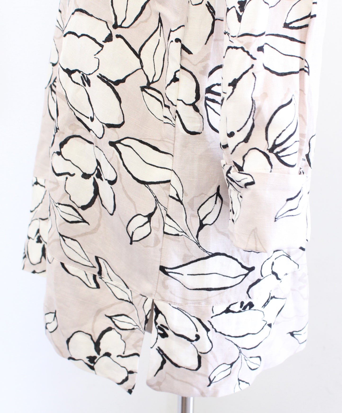 NWT J Jill Womens Taupe Cream Floral Print Linen Blend Tunic Top Blouse Size XS