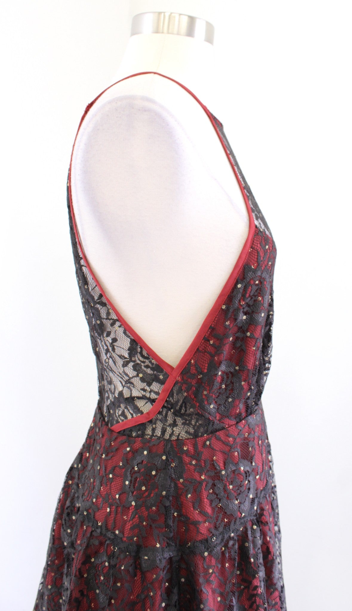 Free People Wish Upon A Star Black Red Lace Mini Dress Size 2 Party Skater Flare