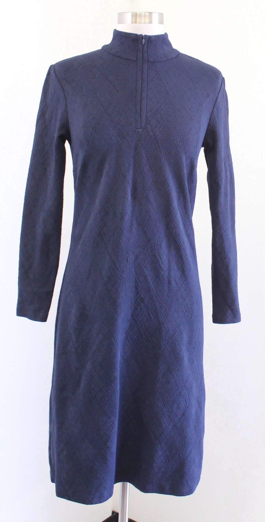J McLaughlin Navy Blue Diamond Textured Jacquard Quarter Zip Dress Size XS