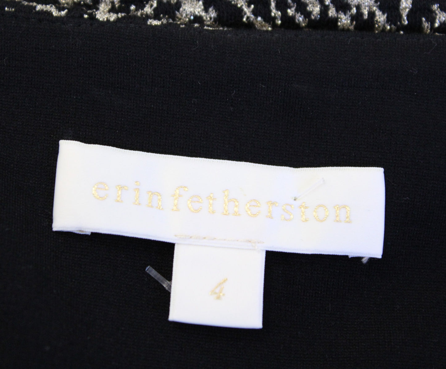 Erin Fetherston Corrine Black Gold Metallic Knit Zip Front Sheath Dress Size 4