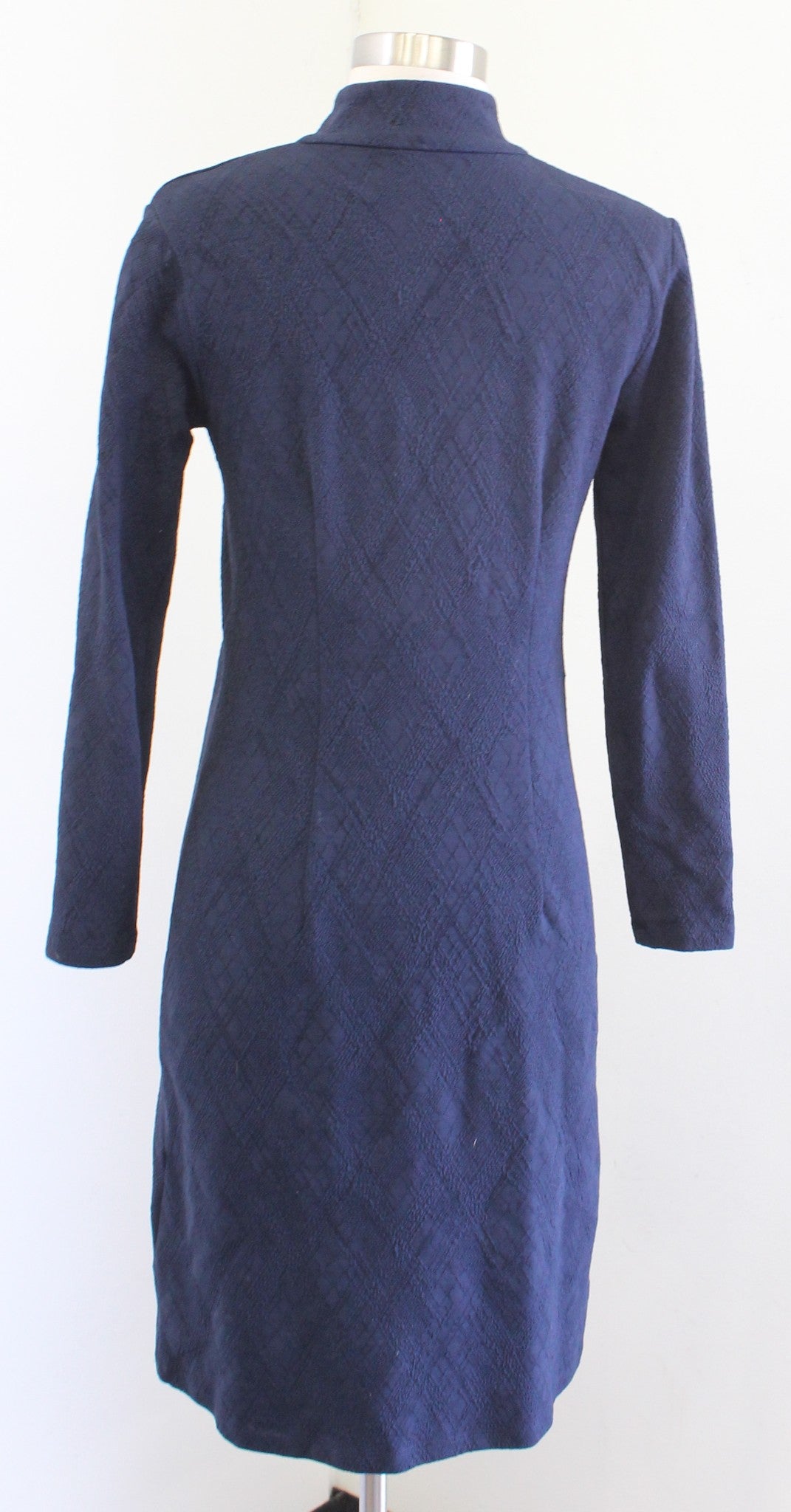 J McLaughlin Navy Blue Diamond Textured Jacquard Quarter Zip Dress Size XS