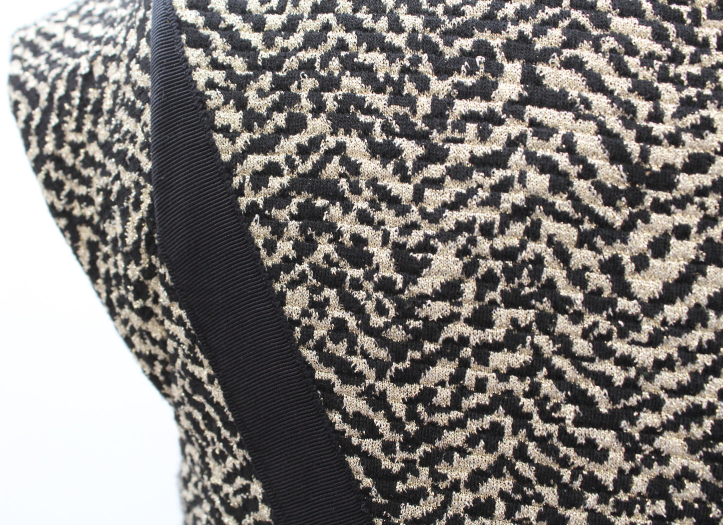 Erin Fetherston Corrine Black Gold Metallic Knit Zip Front Sheath Dress Size 4