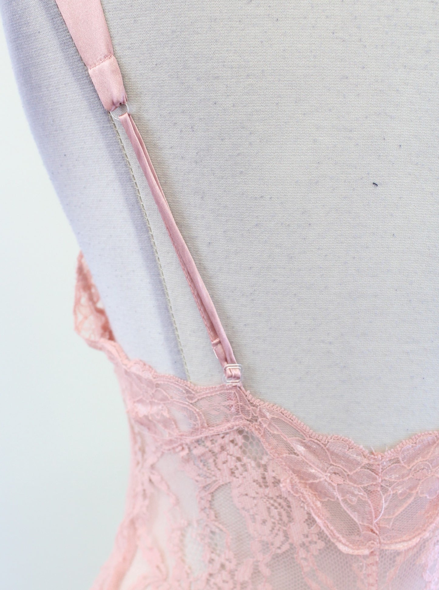 Vtg 90s Victorias Secret Gold Label Dusty Pink Sheer Silk Lace Bow Bodysuit Sz S