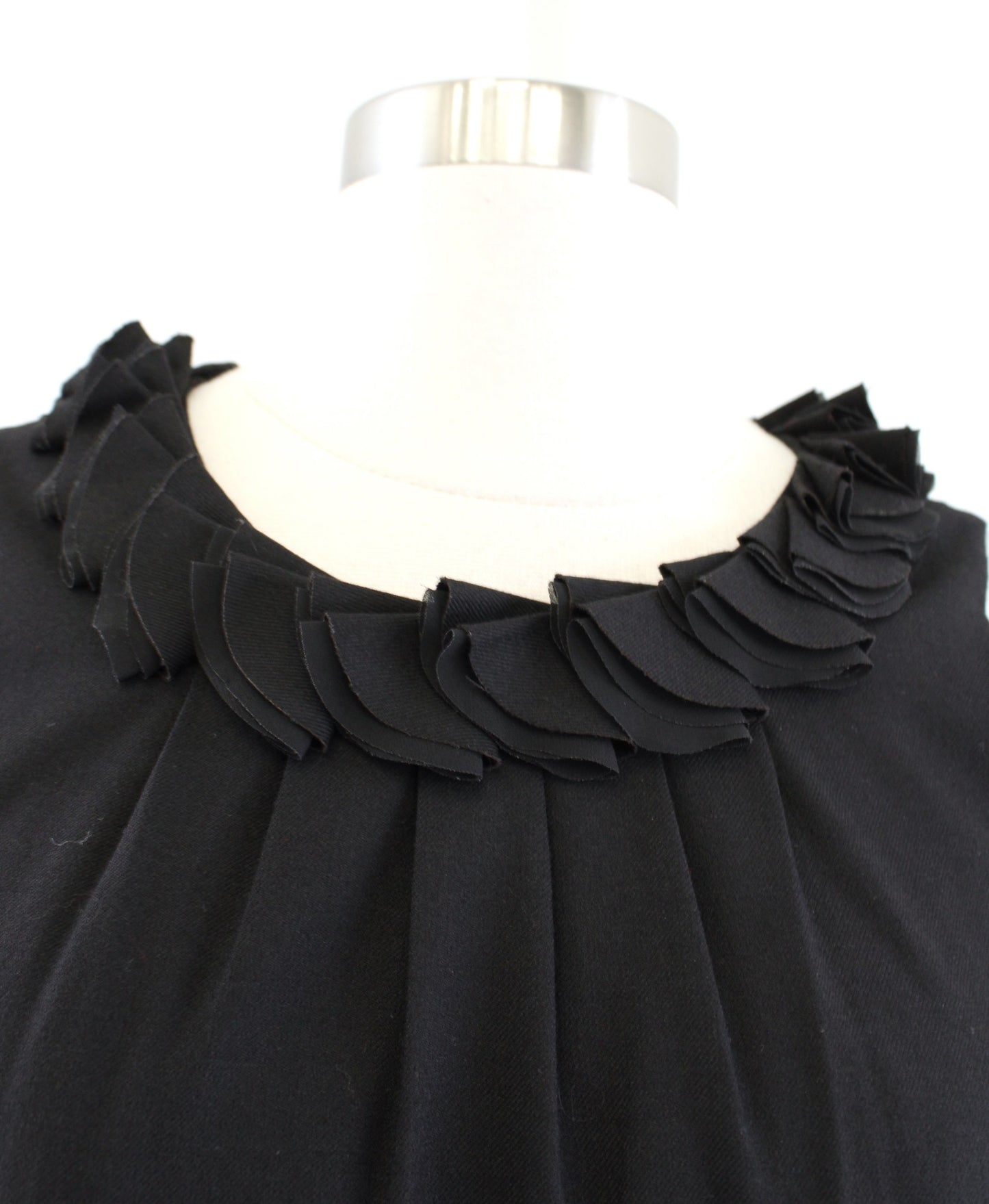 NWT J Crew Factory Suiting Black Wool Blend Ruffle Neckline Sheath Dress Size 0