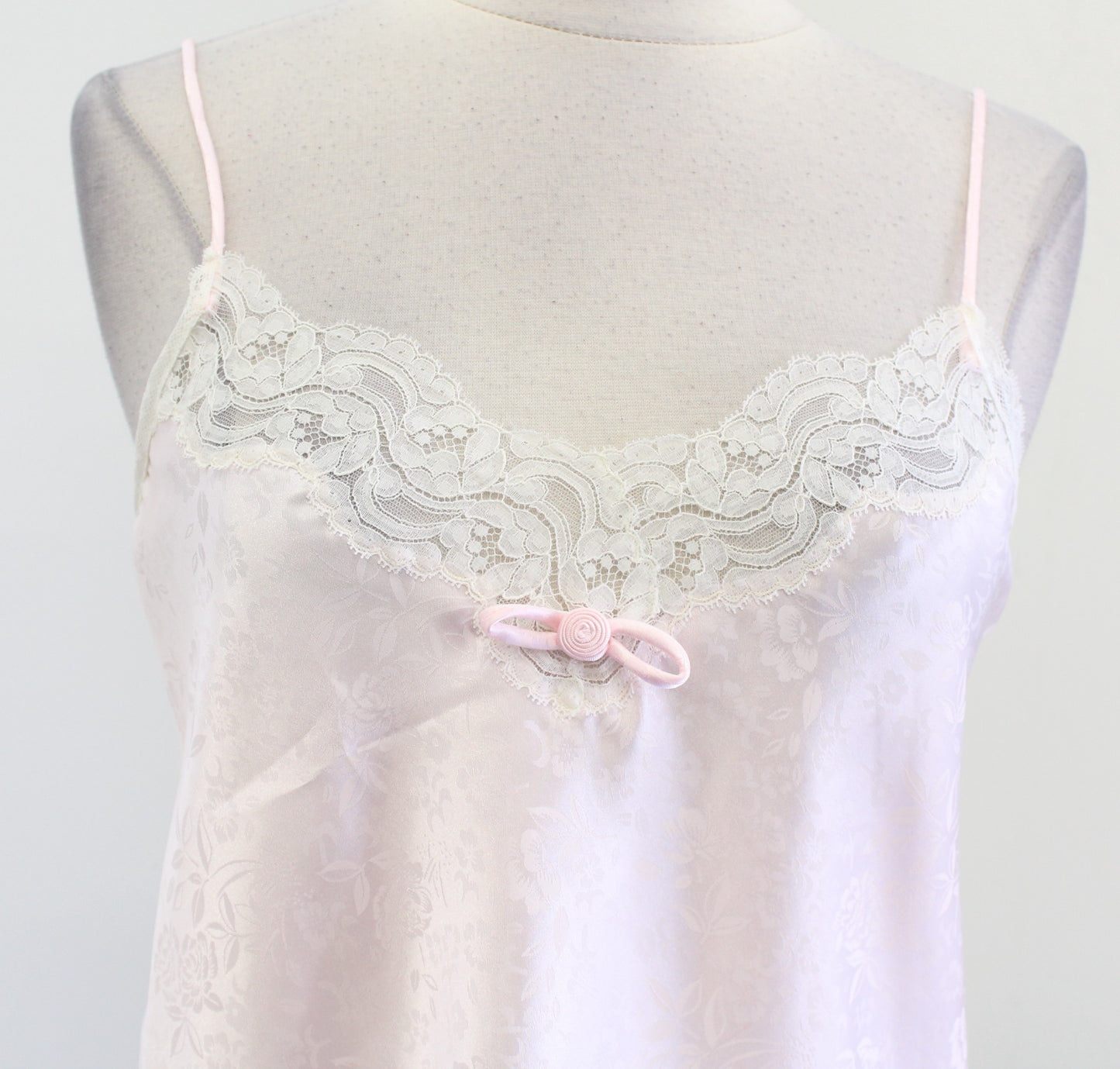 Vtg Christian Dior Pink Floral Lace Mini Slip Sleep Dress & Robe Set Size P , XS