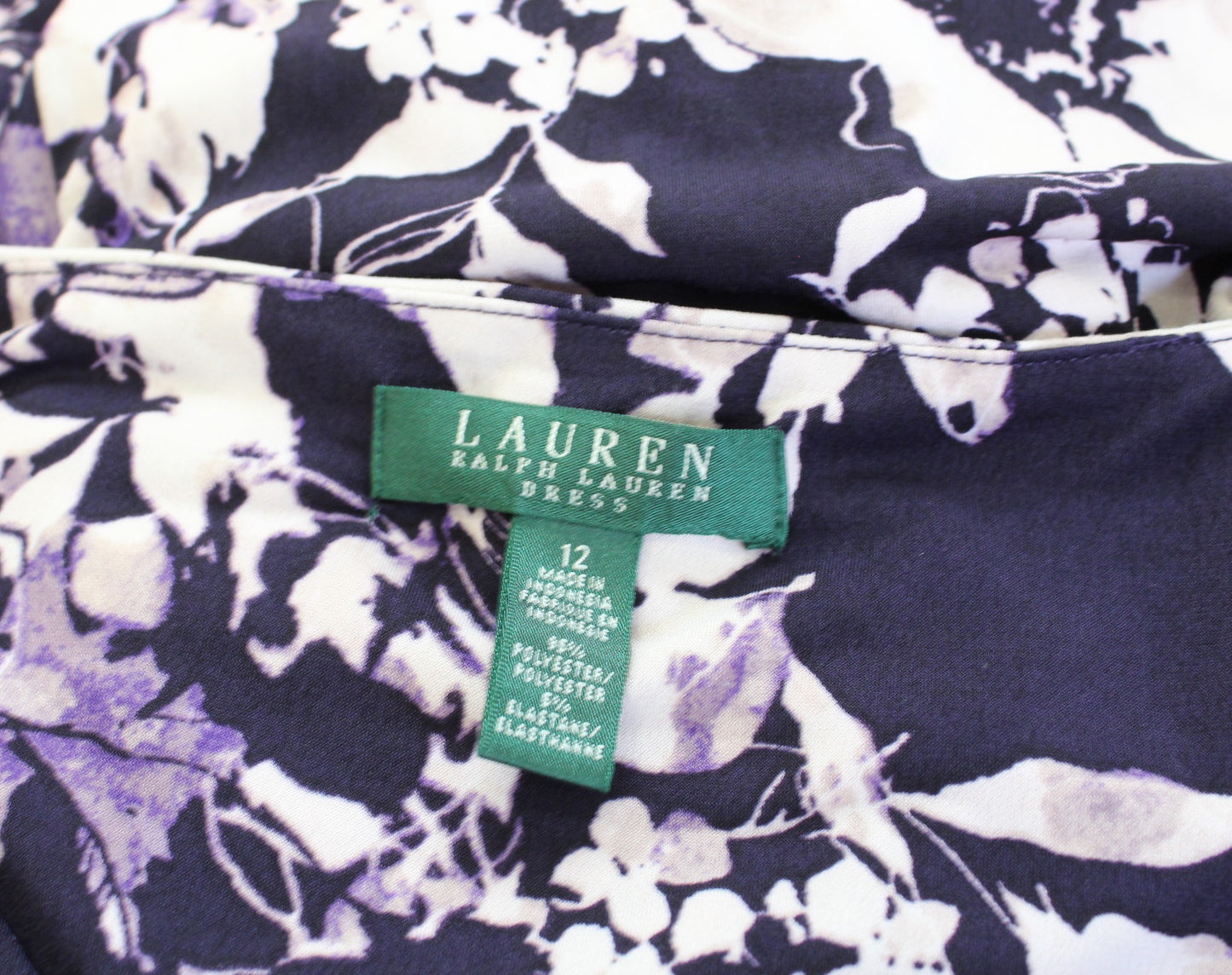 Lauren Ralph Lauren Purple Floral Sleeveless Ruched Wiggle Sheath Dress Size 12