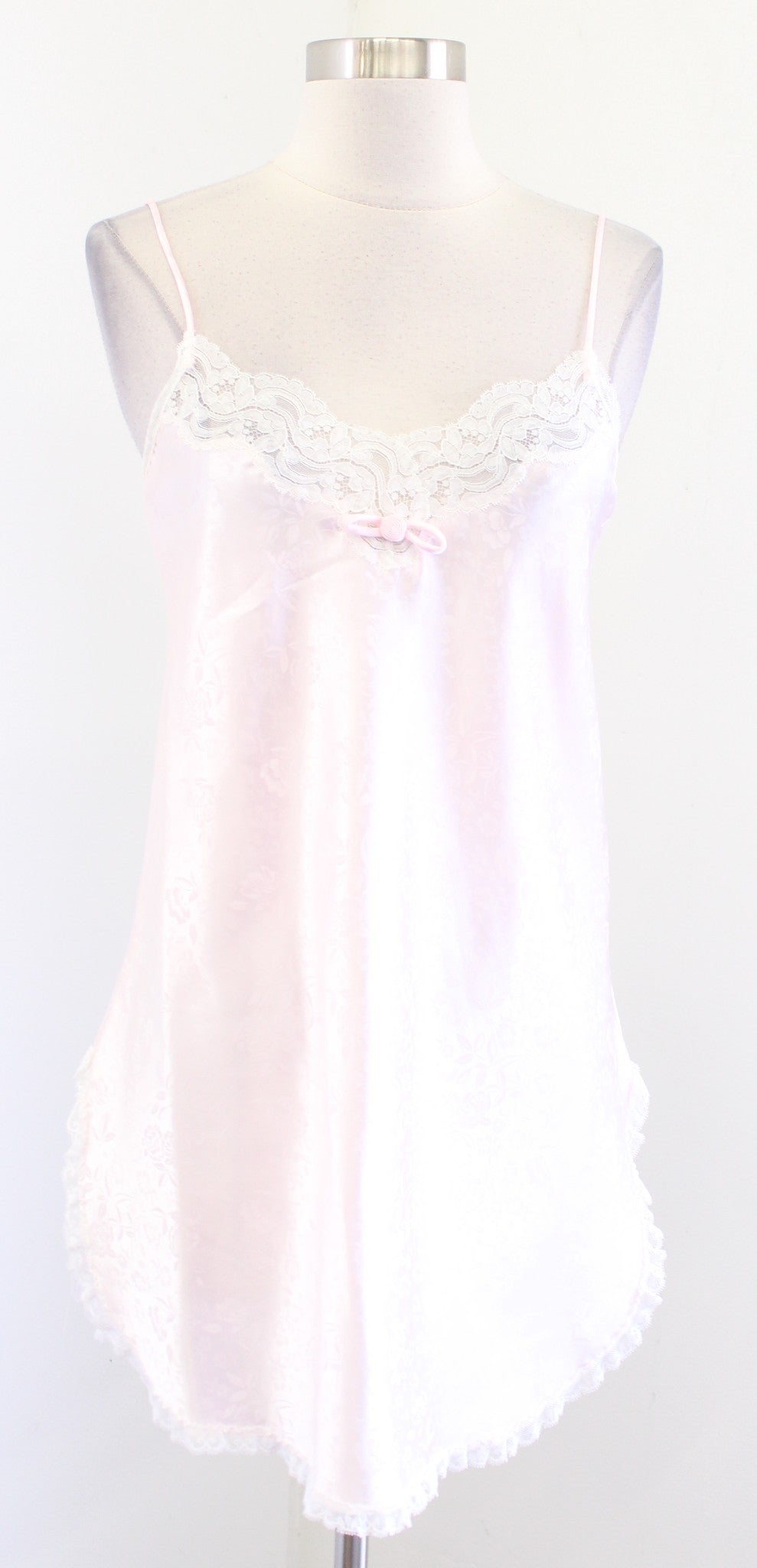 Vtg Christian Dior Pink Floral Lace Mini Slip Sleep Dress & Robe Set Size P , XS
