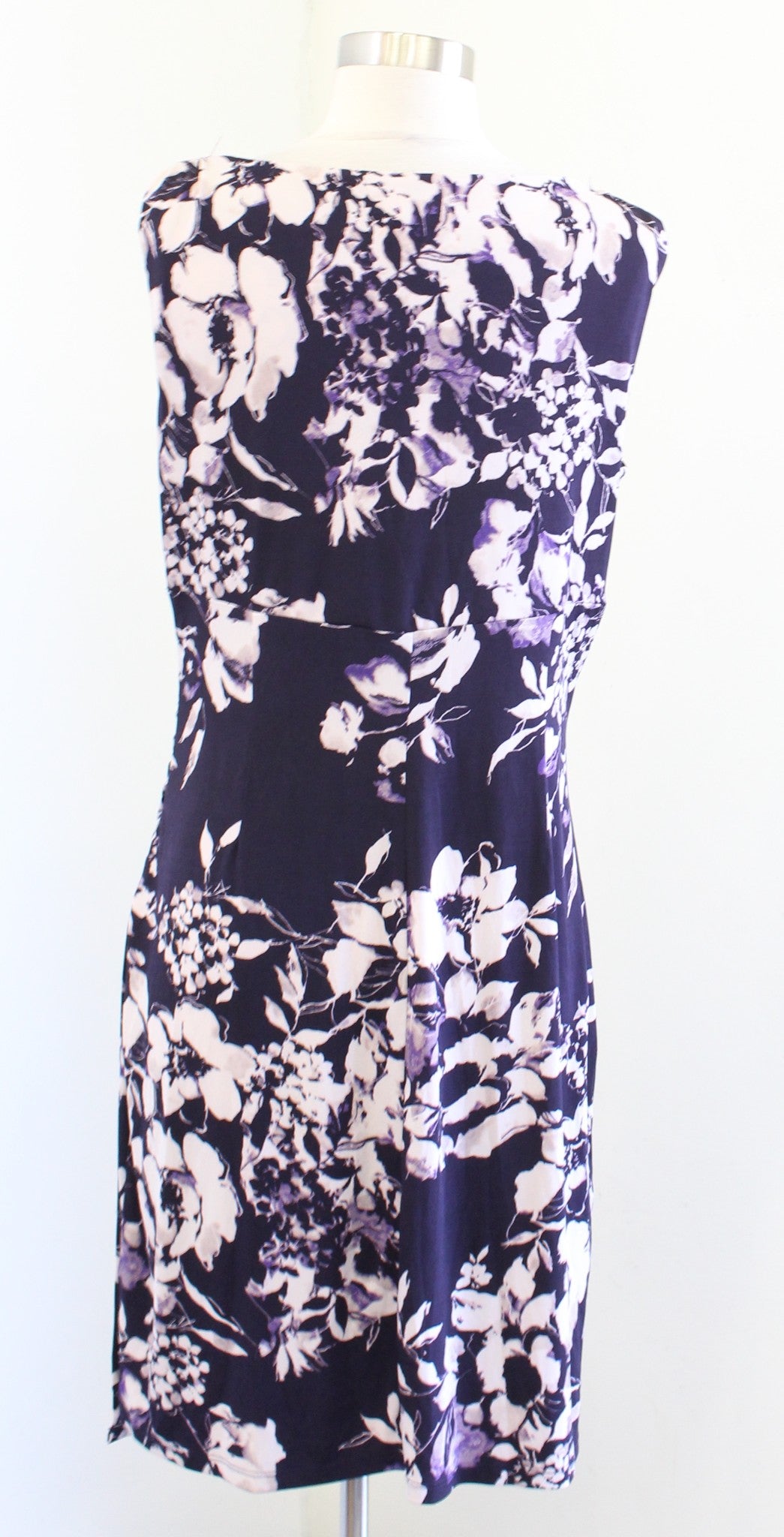 Lauren Ralph Lauren Purple Floral Sleeveless Ruched Wiggle Sheath Dress Size 12