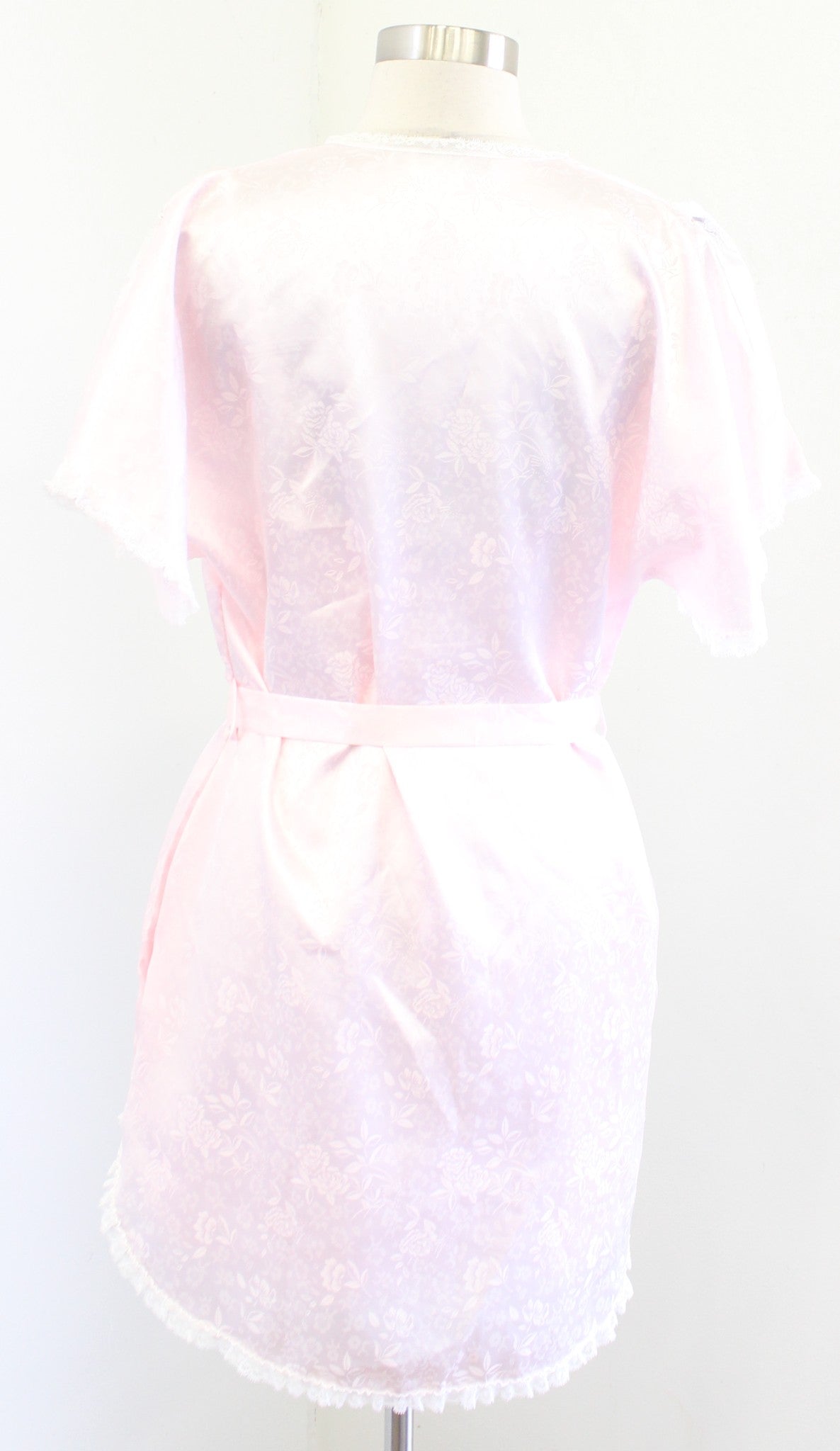 Vtg Christian Dior Pink Floral Lace Mini Slip Sleep Dress & Robe Set Size P , XS