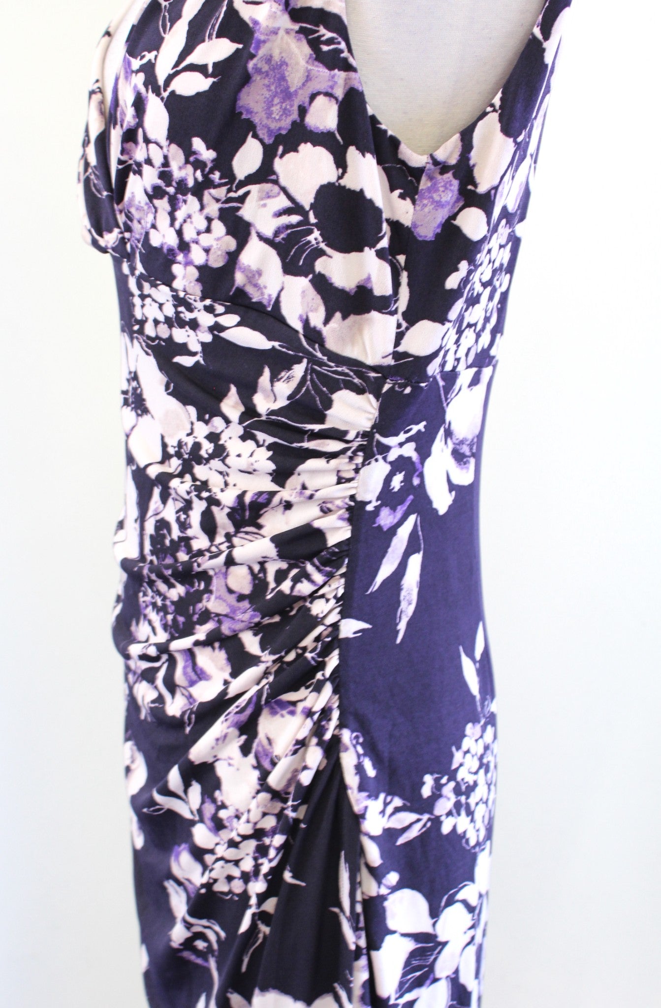 Lauren Ralph Lauren Purple Floral Sleeveless Ruched Wiggle Sheath Dress Size 12