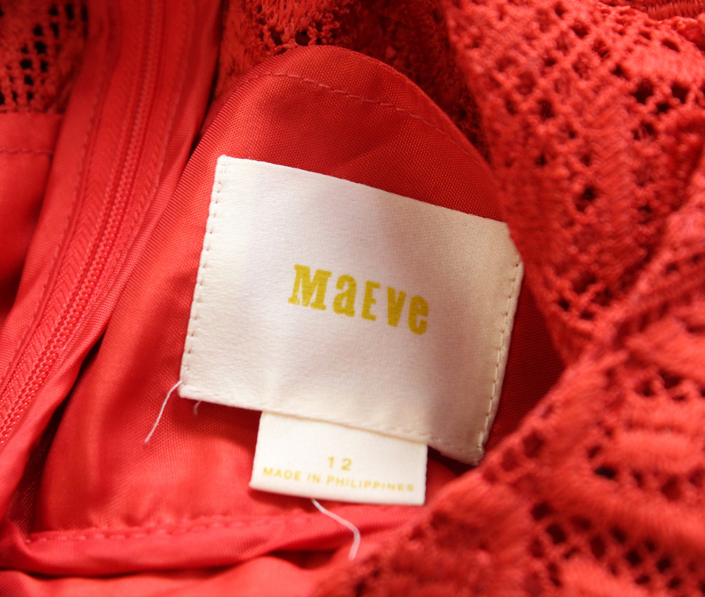 Maeve Anthropologie Prima Lace Asymmetrical Handkerchief Hem Dress Sz 12 Orange