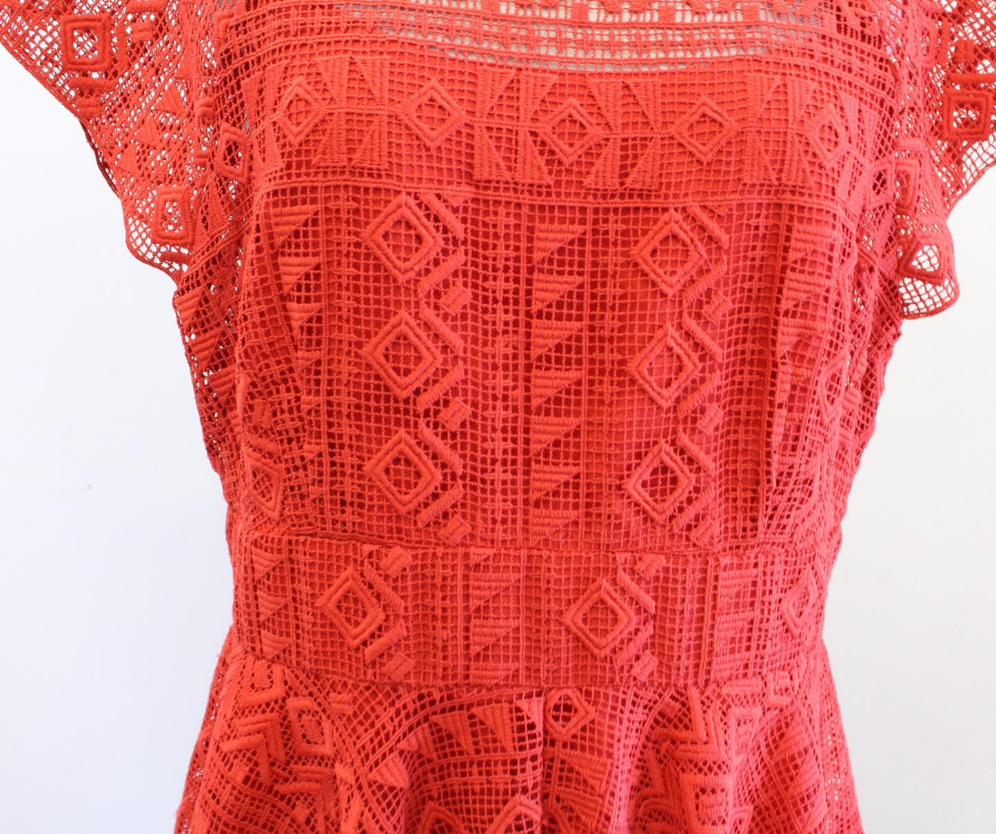 Maeve Anthropologie Prima Lace Asymmetrical Handkerchief Hem Dress Sz 12 Orange