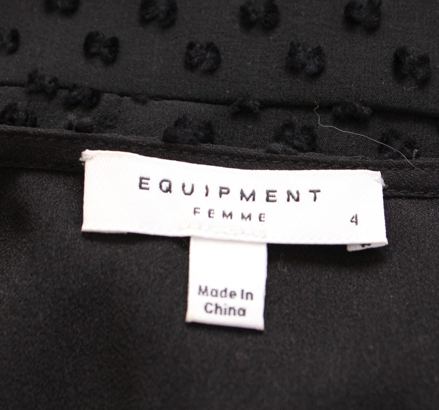 Equipment Jenava Black Clip Swiss Dot A Line Silk Blend Long Sleeve Dress Size 4