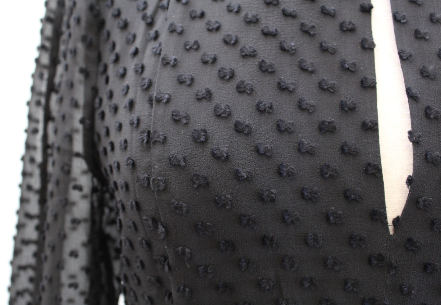 Equipment Jenava Black Clip Swiss Dot A Line Silk Blend Long Sleeve Dress Size 4