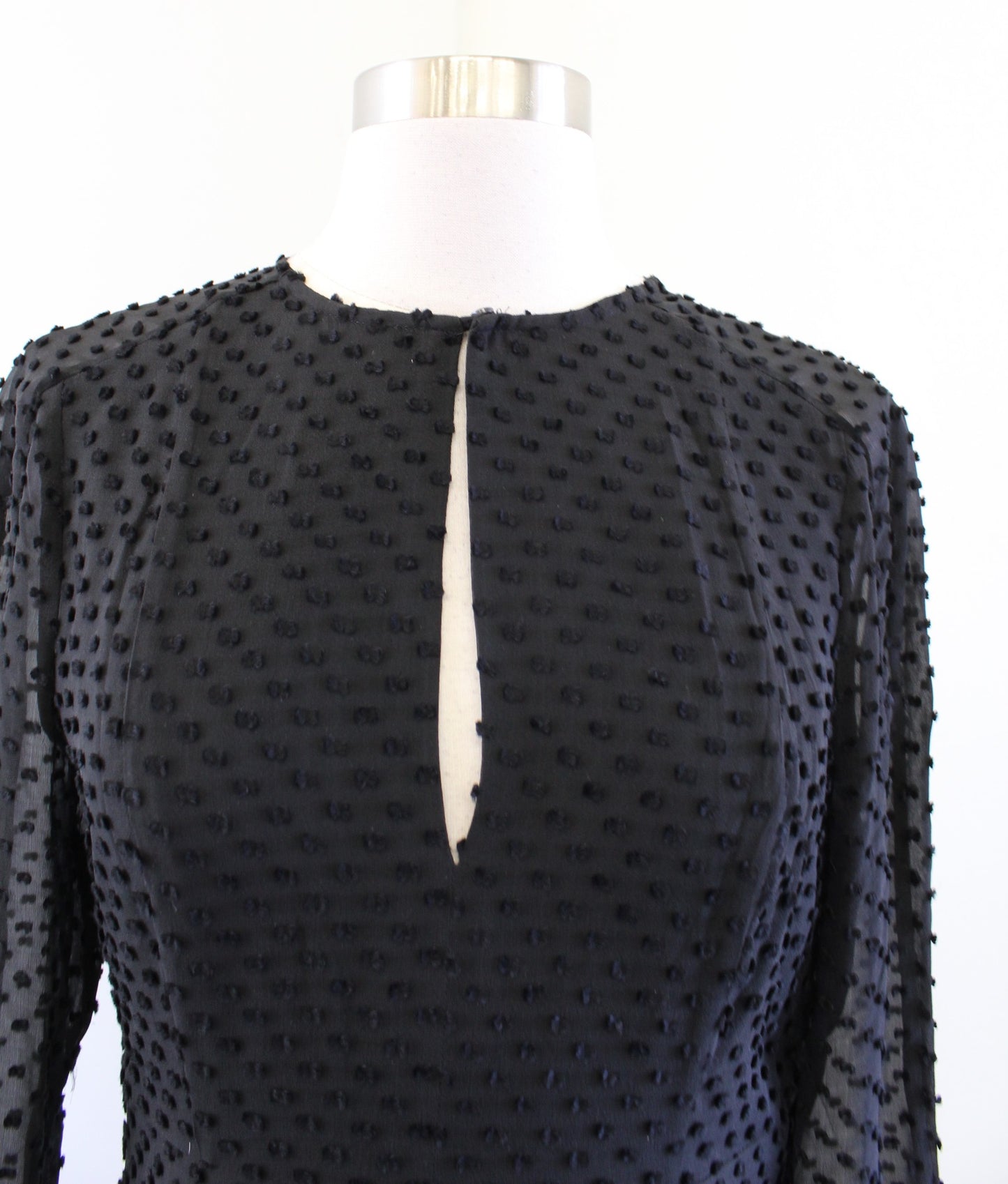 Equipment Jenava Black Clip Swiss Dot A Line Silk Blend Long Sleeve Dress Size 4