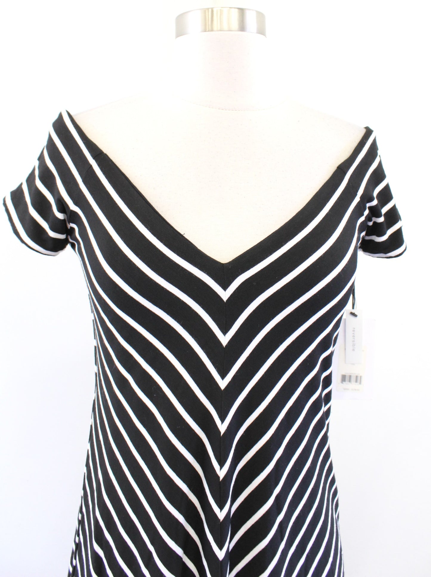 NWT Bailey 44 Stitch Fix Black White Striped Off the Shoulder Knit Dress Size M