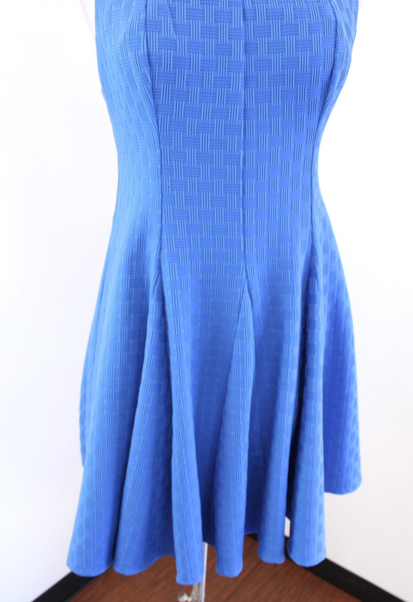 Eva Franco Anthropologie Bleu de Jour Blue Textured Fit and Flare Dress Size 4