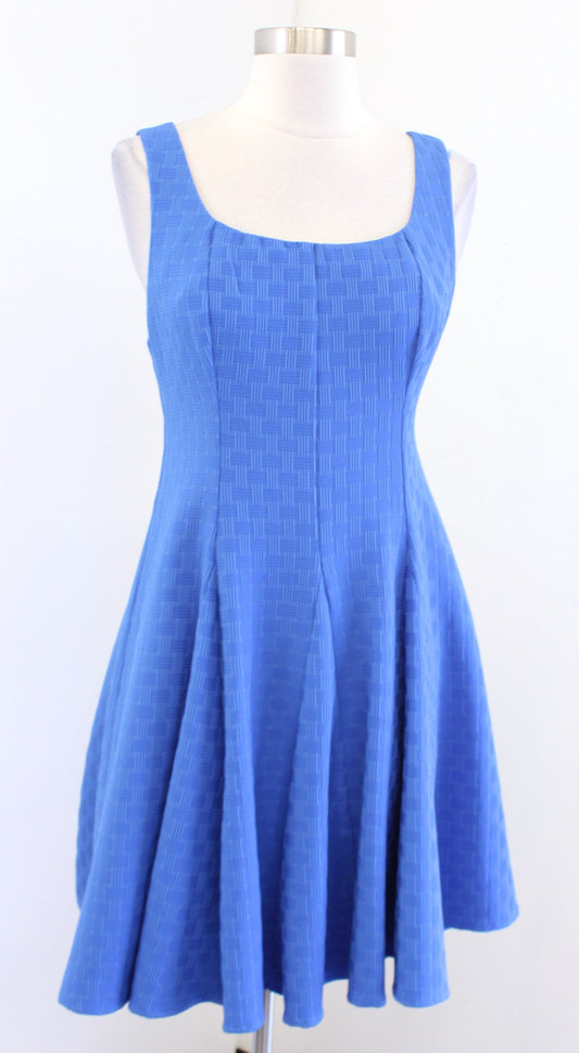 Eva Franco Anthropologie Bleu de Jour Blue Textured Fit and Flare Dress Size 4