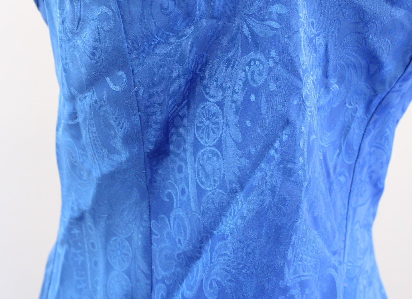 Vtg Victorias Secret Gold Label Blue Floral Embossed A Line Slip Dress Size M