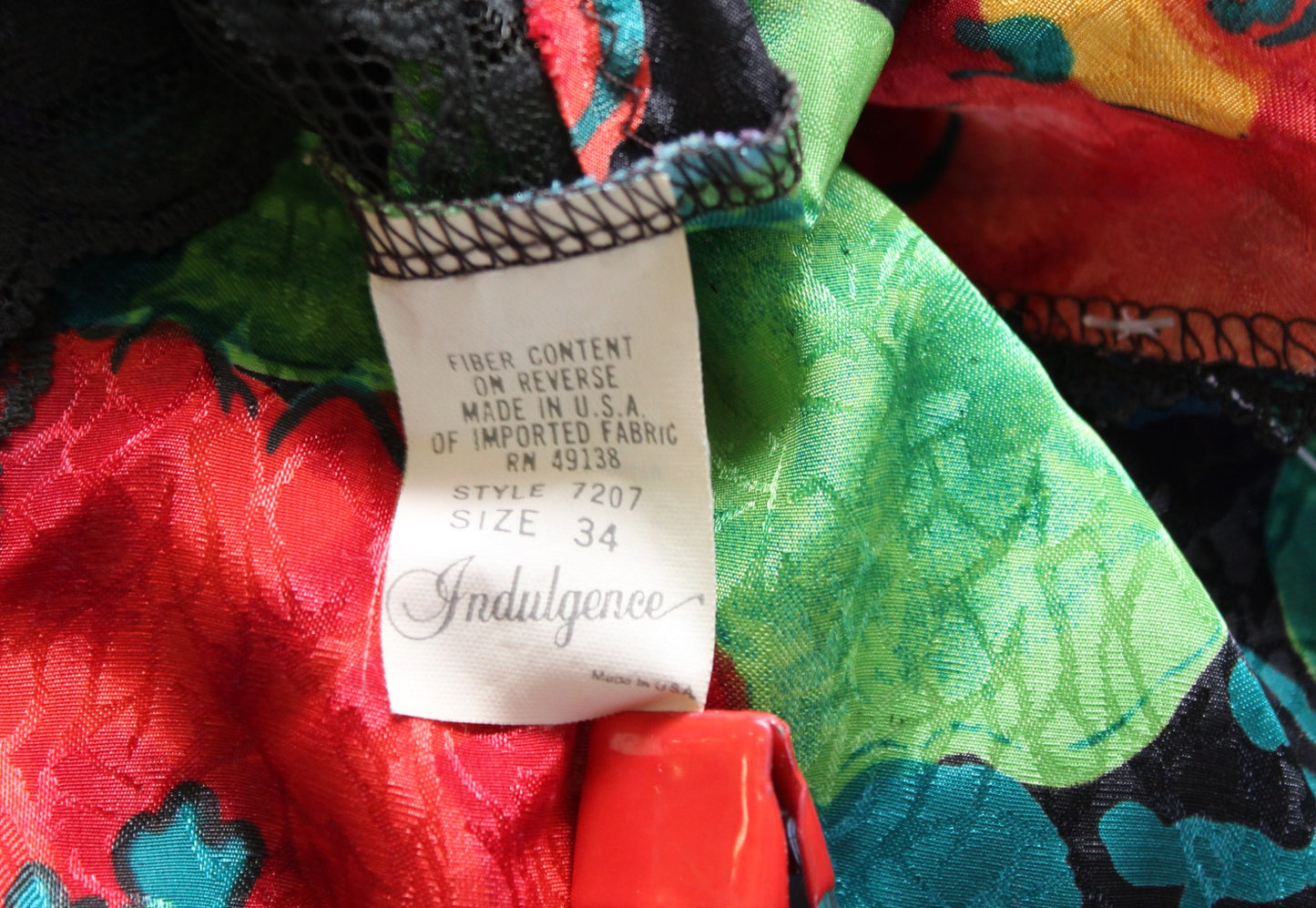 Vtg Indulgence Black Colorful Floral Lace Camisole Tank Top Blouse Size 34 XS S