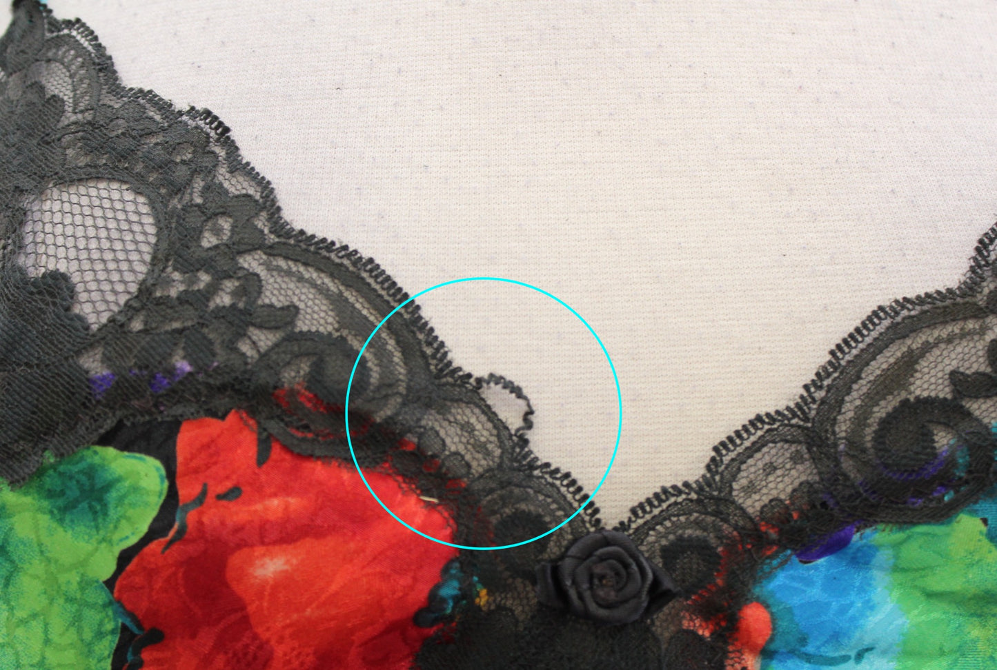 Vtg Indulgence Black Colorful Floral Lace Camisole Tank Top Blouse Size 34 XS S