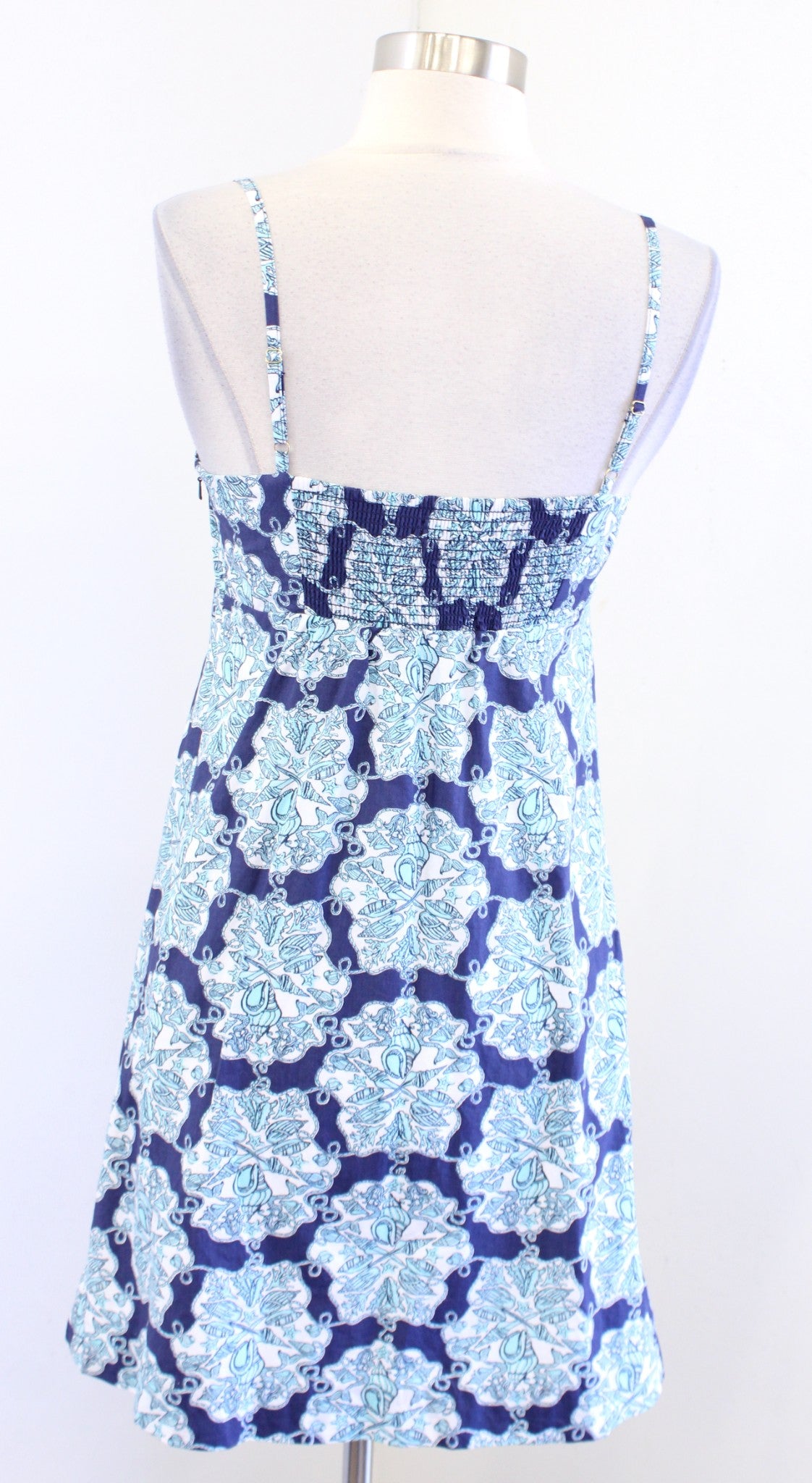 Lilly Pulitzer Rilee Hey Sailor Printed Lace Up Dress Sz 4 Blue Mermaid Nautical