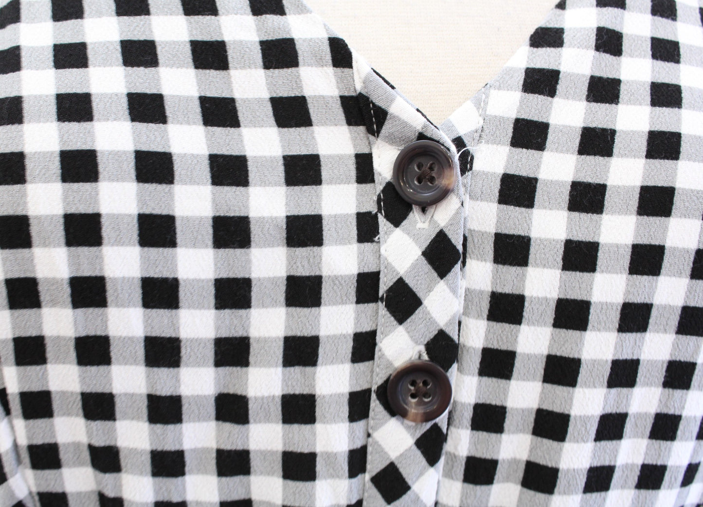 Ann Taylor Black White Gray Gingham Plaid Tie Waist Button Front Shirt Dress 2
