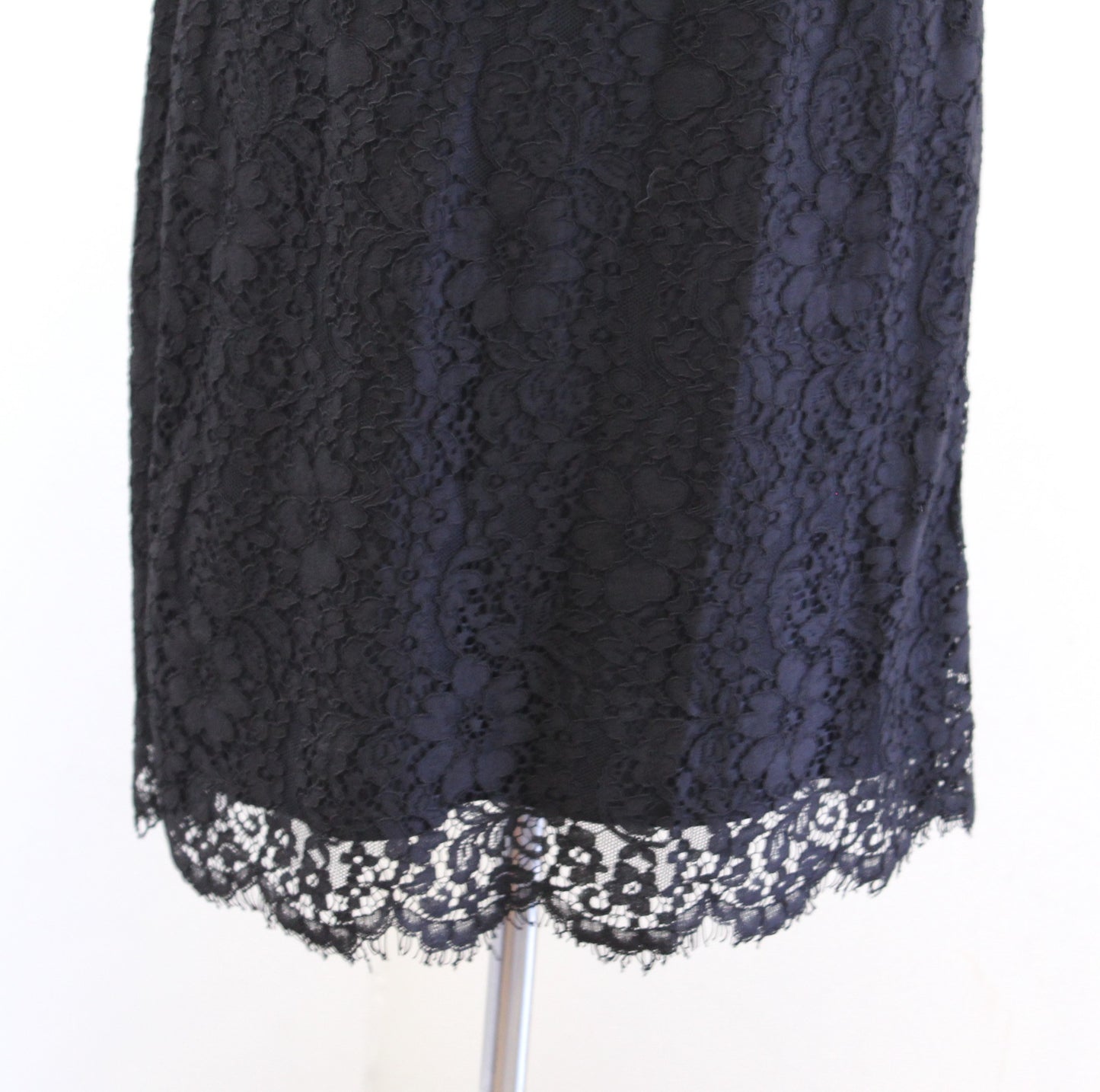 Karl Lagerfeld Womens Black Lace Mesh Neckline Sheath Dress Size 4 Cocktail Lbd