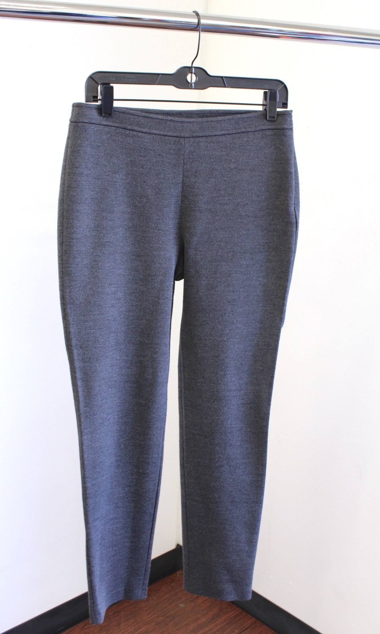 St John Womens Charcoal Gray Melange Wool Blend Slim Split Ankle Pants Size 6