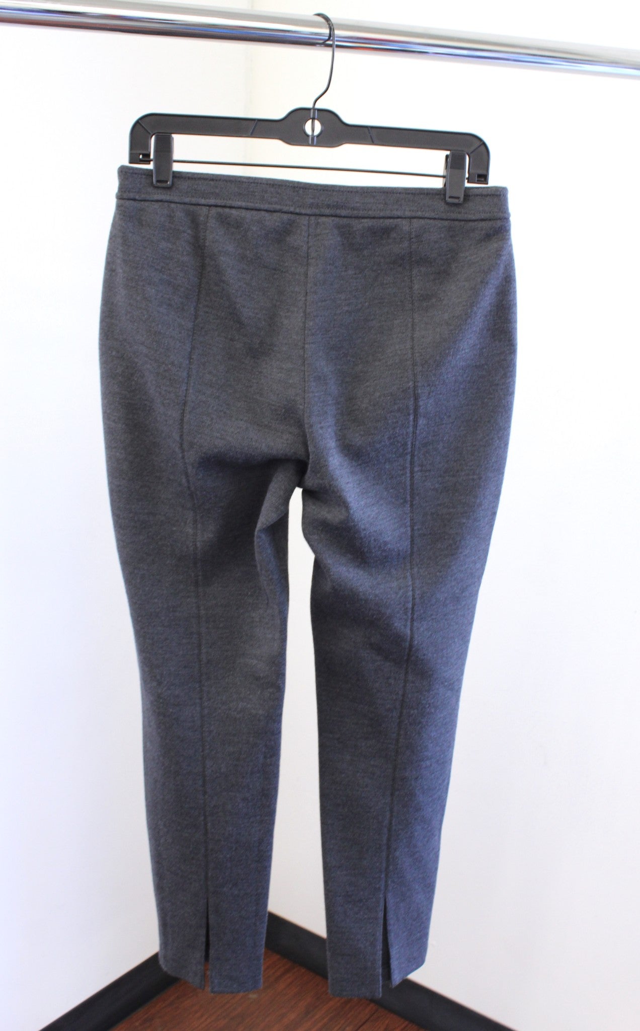 St John Womens Charcoal Gray Melange Wool Blend Slim Split Ankle Pants Size 6