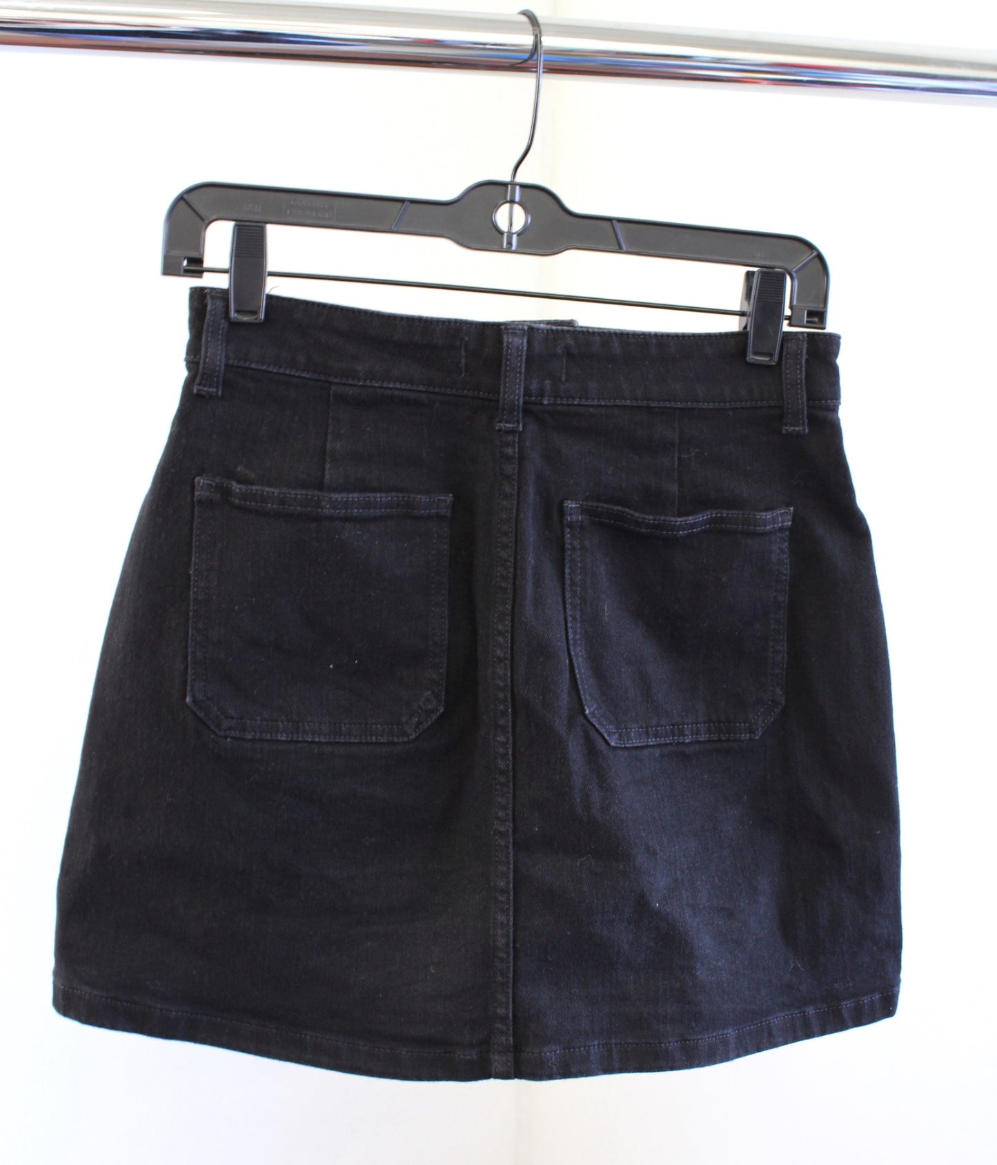 Madewell Zip Front Denim Jean Utility Skirt in Black Frost Size 25