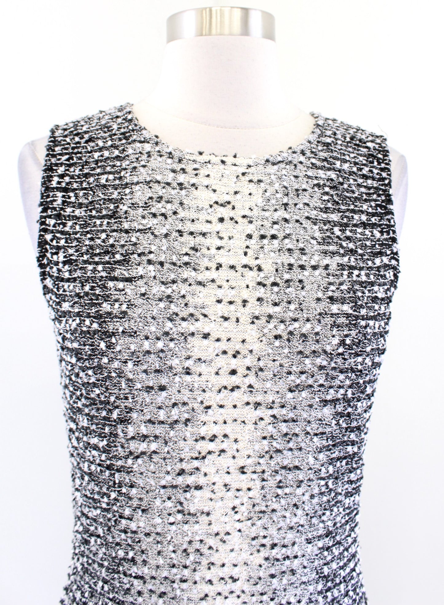 NWT $895 St John Womens Ombre Tweed Wool Blend Sheath Dress Size 4 Black Cream