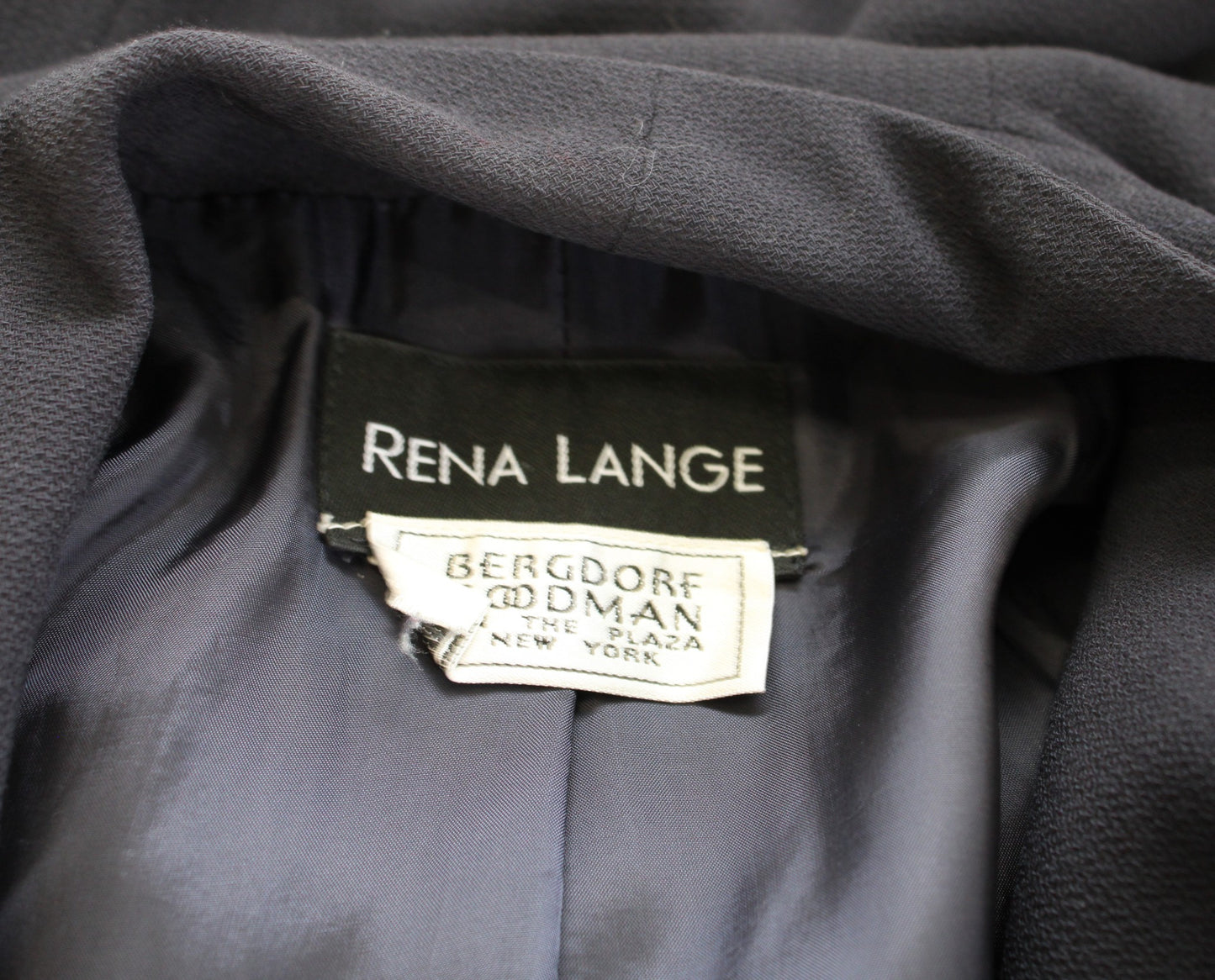 Vtg Rena Lange Bergdorf Goodman Dark Navy Blue Wool Blazer Jacket Size 44