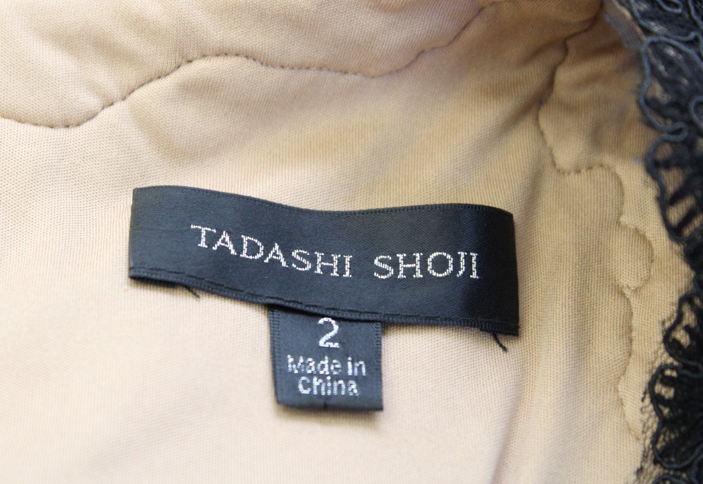 Tadashi Shoji Nanette Black Embroidered Lace Hi Lo Dress Cocktail Evening Size 2