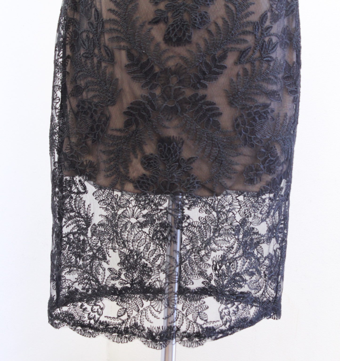 Tadashi Shoji Nanette Black Embroidered Lace Hi Lo Dress Cocktail Evening Size 2