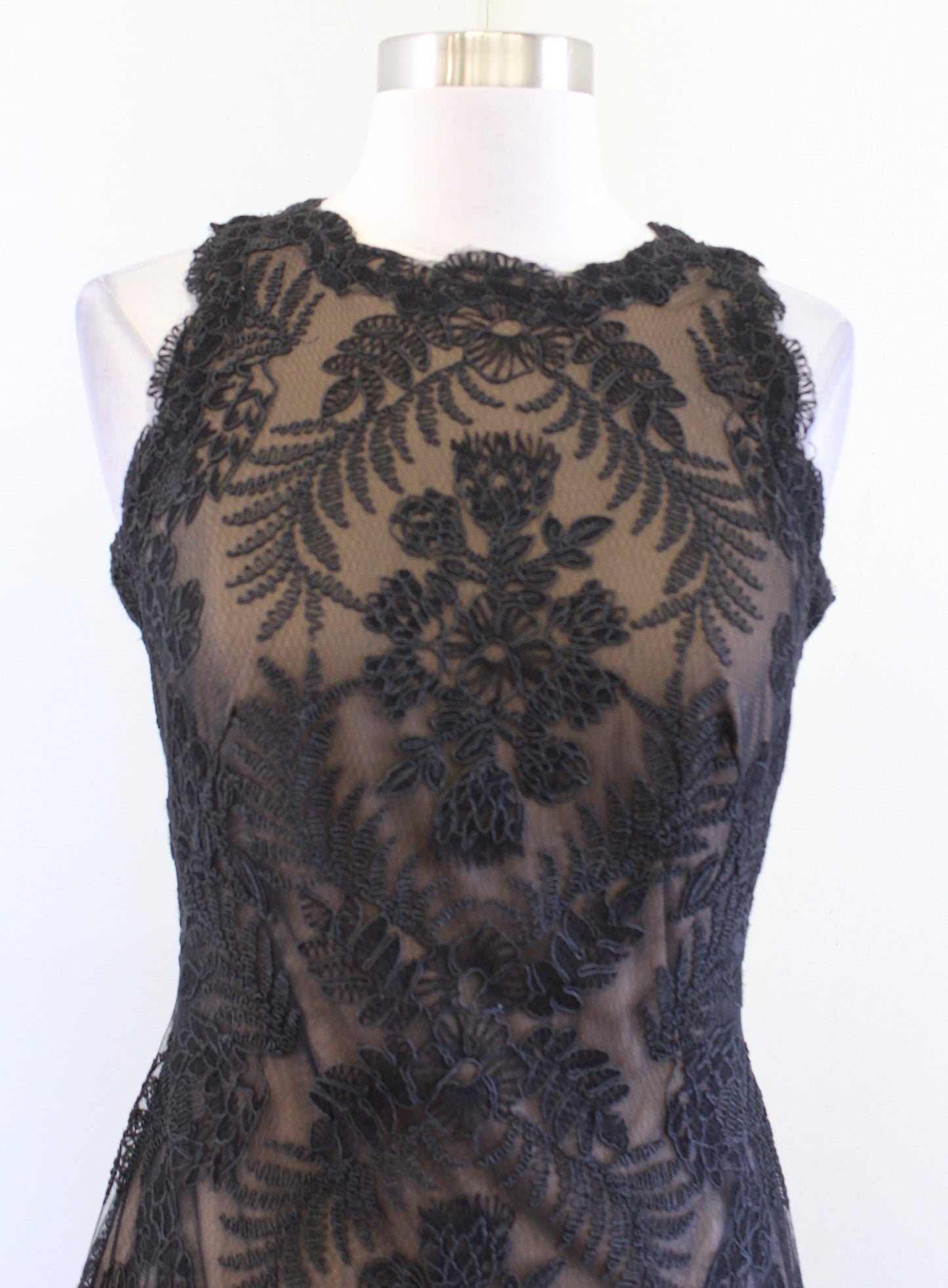 Tadashi Shoji Nanette Black Embroidered Lace Hi Lo Dress Cocktail Evening Size 2