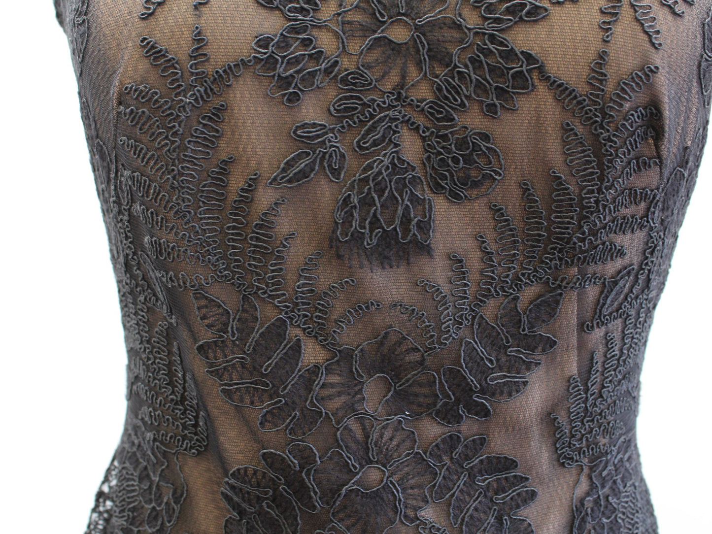 Tadashi Shoji Nanette Black Embroidered Lace Hi Lo Dress Cocktail Evening Size 2