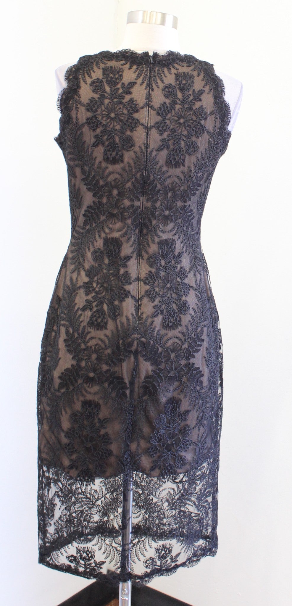 Tadashi Shoji Nanette Black Embroidered Lace Hi Lo Dress Cocktail Evening Size 2