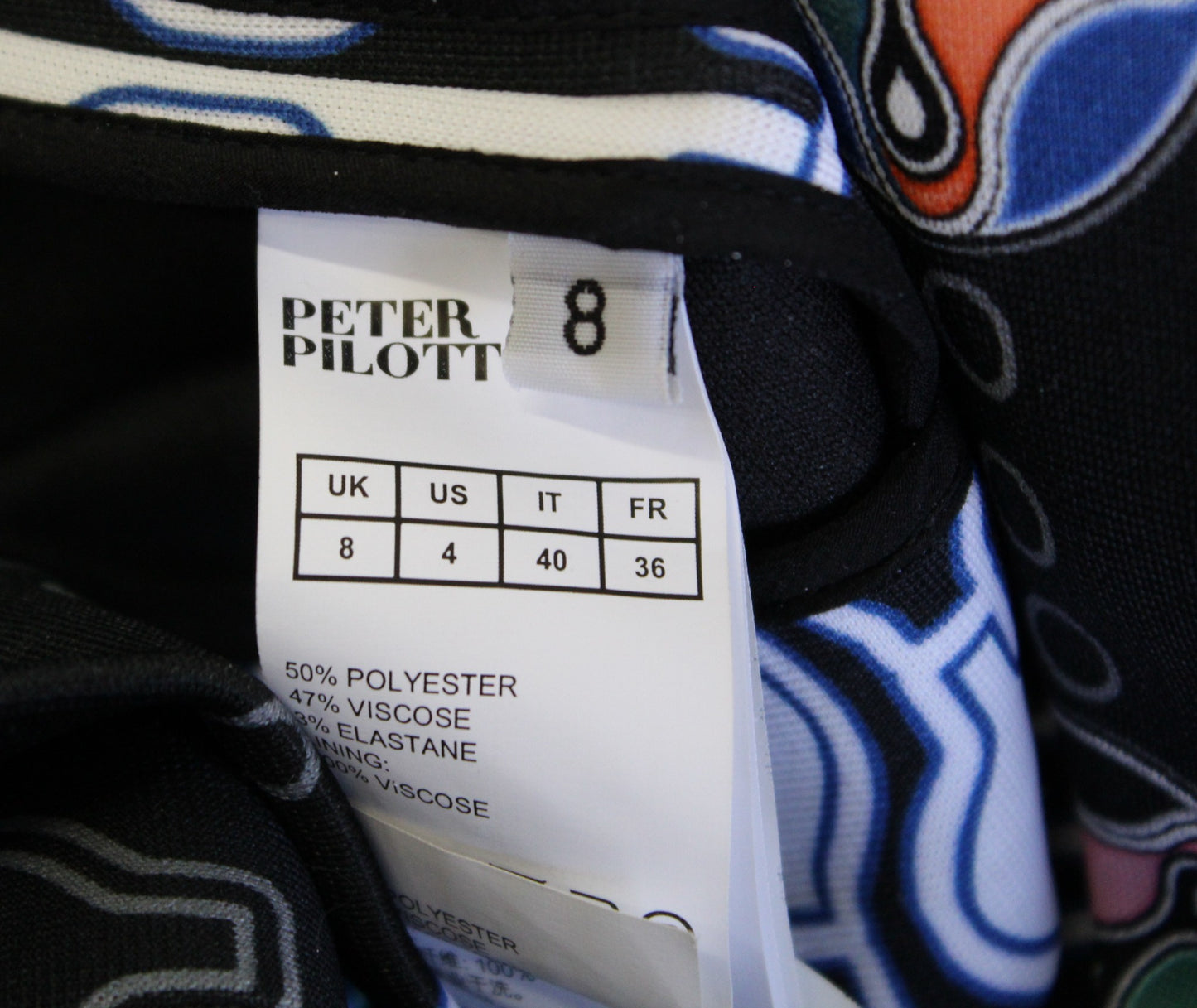 Peter Pilotto Black Multi Color Geometric Print Sheath Dress Size UK 8 US 4